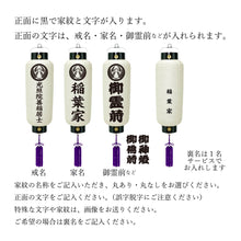 画像をギャラリービューアに読み込む, お迎え提灯 細 正面紋・家名 LED付き